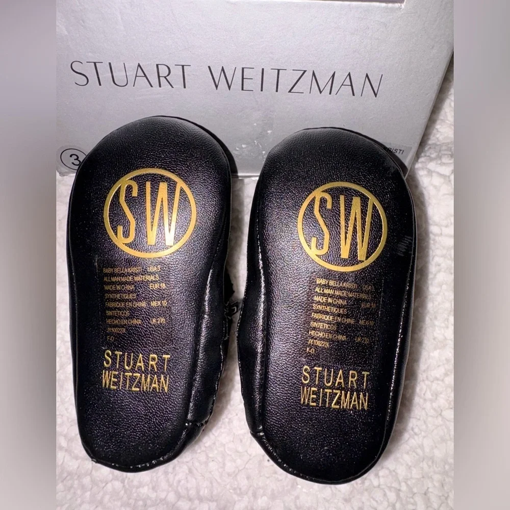 Stuart Weitzman Baby Bella Kristi Soft Infant Black Moto Boots Sz 3 NEW IN BOX